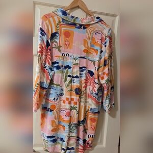 NEW SWIM COVER UP / Summer Tunic "LABEL OF LOVE," Rayon/Linen  XL